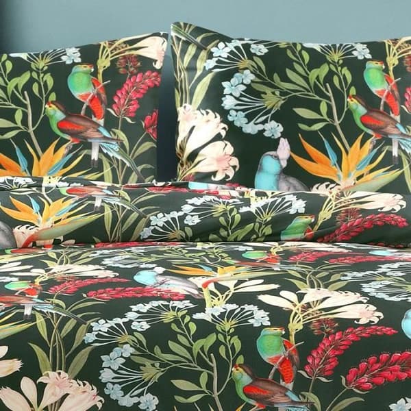 Butterfly påslakan - 100% bomullssatin - Stor storlek 240x200/220 cm - Grön