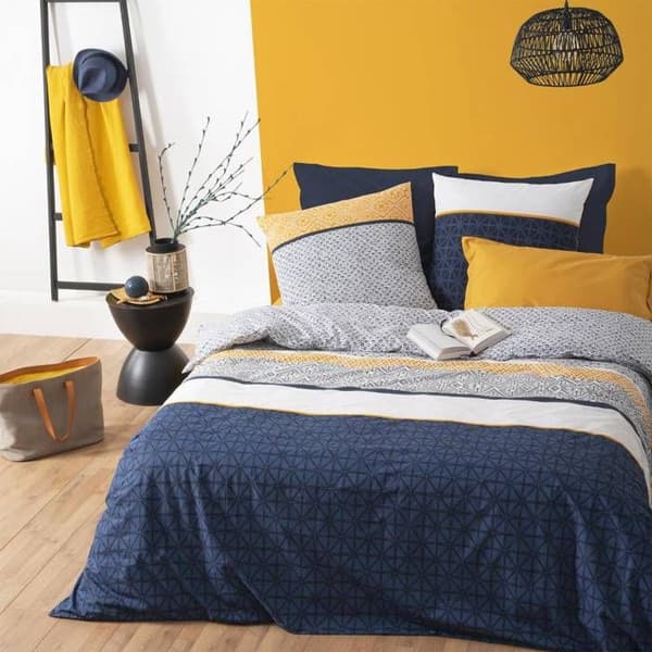 Bäddset - Bomull - Stripes - 260 x 240 cm - 2 örngott - Blå