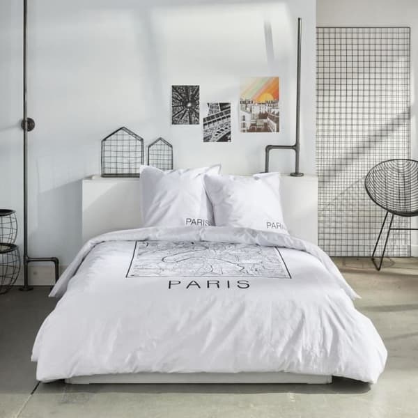 Sängkläder - IDAG - JAVA - 2 personer - 240x220 cm - Bomull - Paristryck - Vit