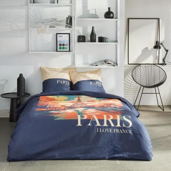 Sängkläder - IDAG - JAVA - 2 personer - 240x220 cm - Bomull - Paristryck - Blå