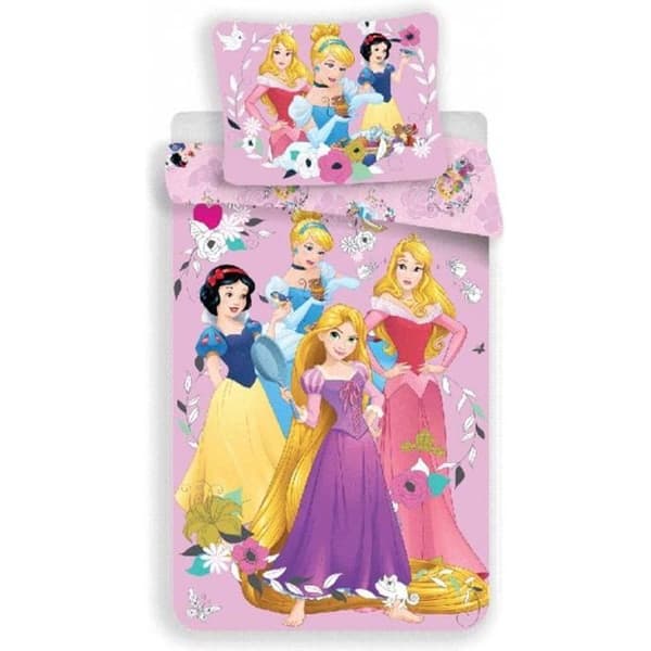 Disney Princess Pink Enkelt bomullspåslakan och örngottset