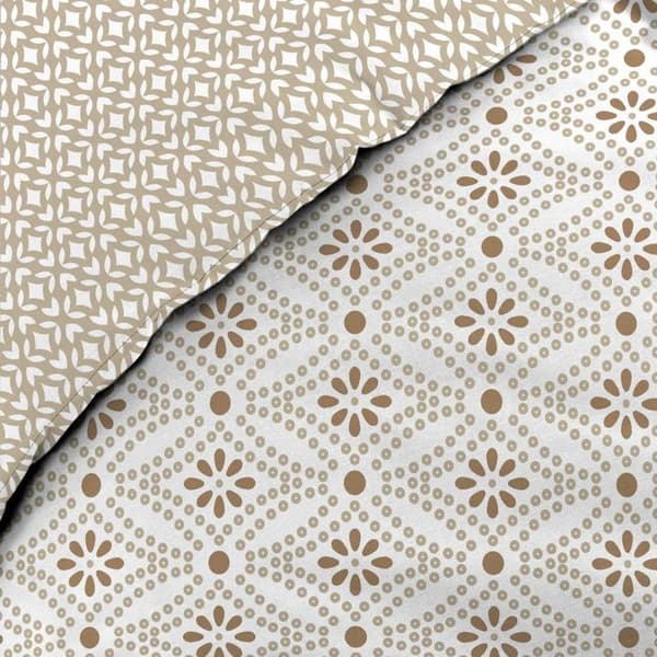 Vändbar täcke - INRETS LJUS - 240x260 cm - Bomull - Grafiska mönster - Beige