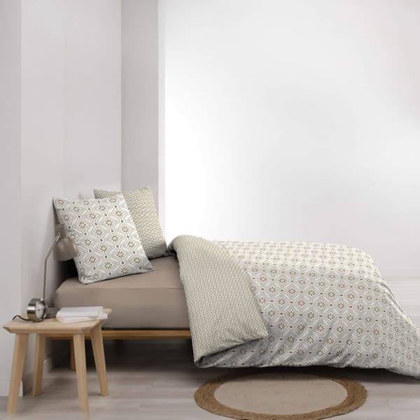 Vändbar täcke - INRETS LJUS - 240x260 cm - Bomull - Grafiska mönster - Beige