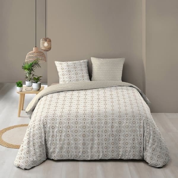 Vändbar täckesett + 240 x 220 cm i 57 trådar bomull + 2 Brianna örngott