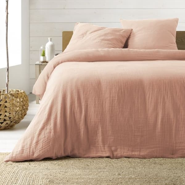 Sängkläder - ANGELIA - 3 delar - 260x240 cm - Dubbel gas - 100% bomull - Rosa