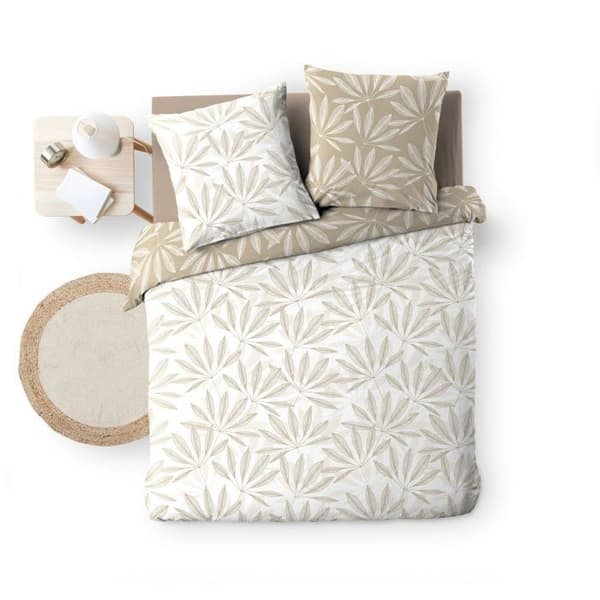 Vändbar duvetöverdrag - 240x260 cm + örngott - Natur vit och beige - Beige