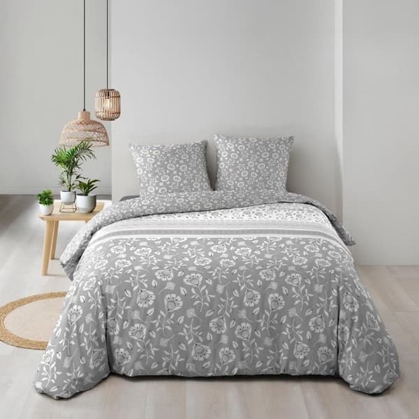 Vändbar täckjacka 240 x 220 cm i bomull 57 trådar + 2 örngott Flavie