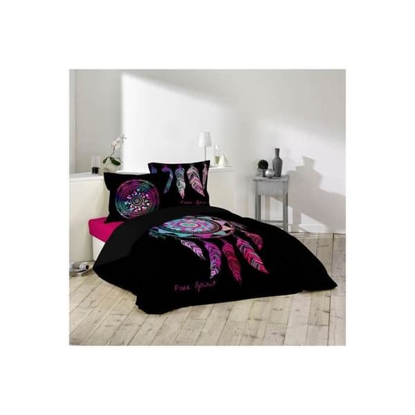 Duvetöverdrag - Lycka - Svart - 200 x 200 cm - 100% bomull - 3 delar