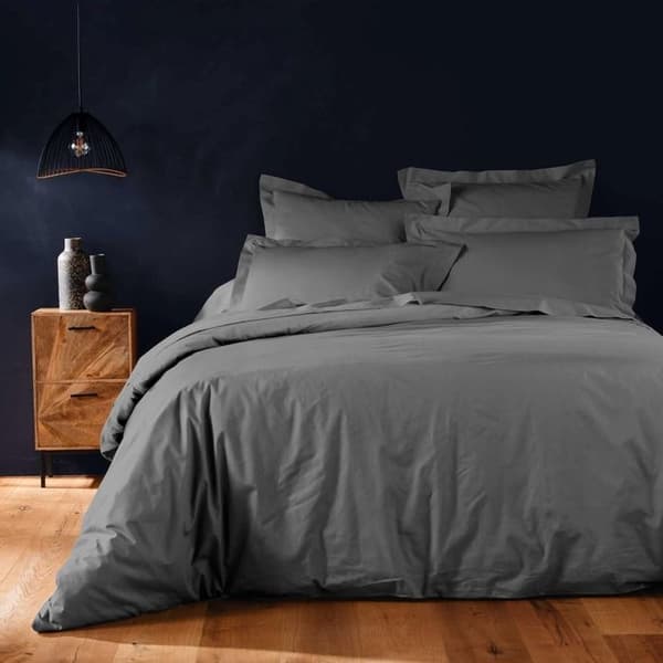 Duvetöverdrag 2 personer 260 x 240 cm ensfärgad 57 tråd lina Antracit
