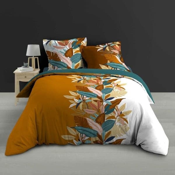 Duvetöverdrag 260 x 240 cm i percale av bomull 78 trådar tryckt Yucca