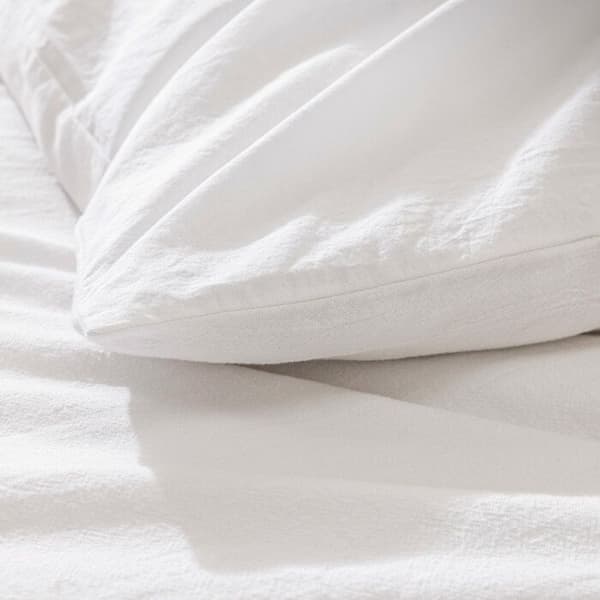 Sängklädsel 3 delar 240 x 220 cm i tvättade enfärgade trådar – Meline Vit (60 trådar)