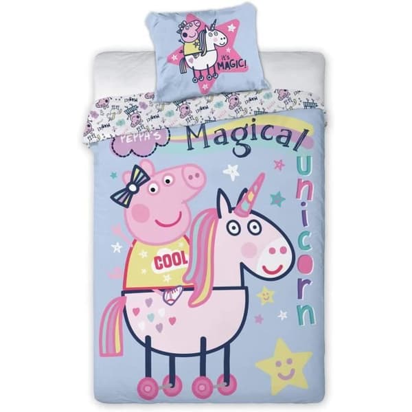 Peppa Pig Magical Unicorn Enkelt påslakan - europeisk storlek