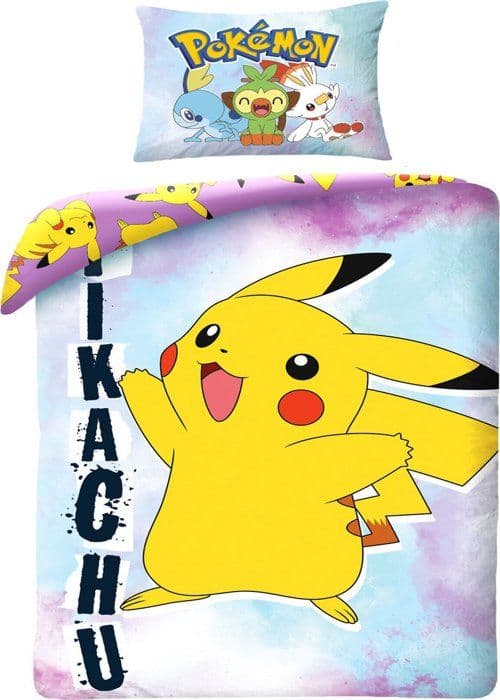 Sängkläder - Pokémon - Duntäcke 140x200 cm - Örngott 70x90 cm - 100% bomull - Multikolor