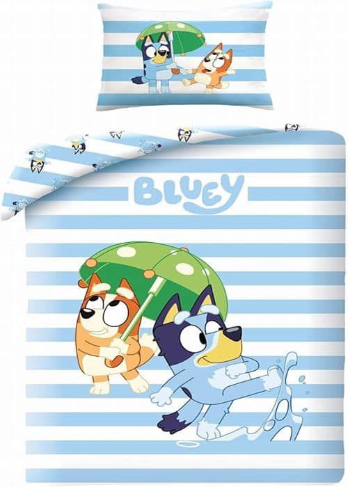 Barnsängkläder 100 % bomull Påslakan 140 x 200 cm + örngott 70 x 90 cm Motivet Bluey Family