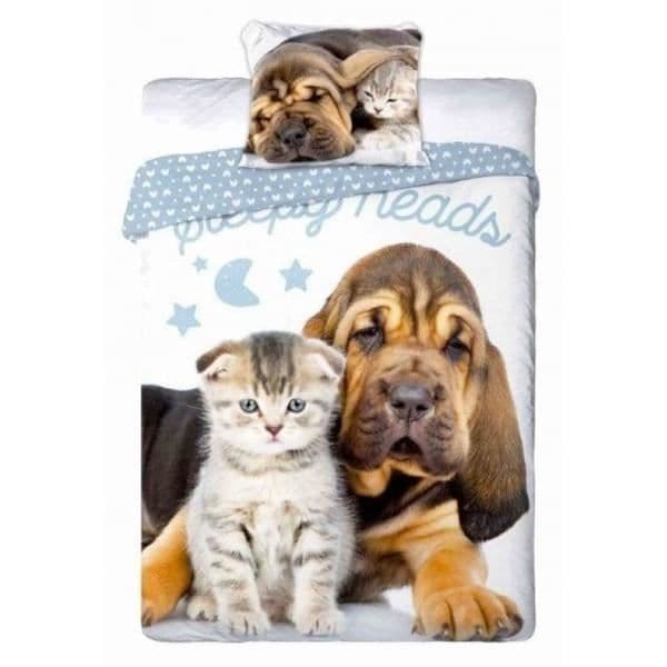 Hund och katt bästa vänner set av L vit