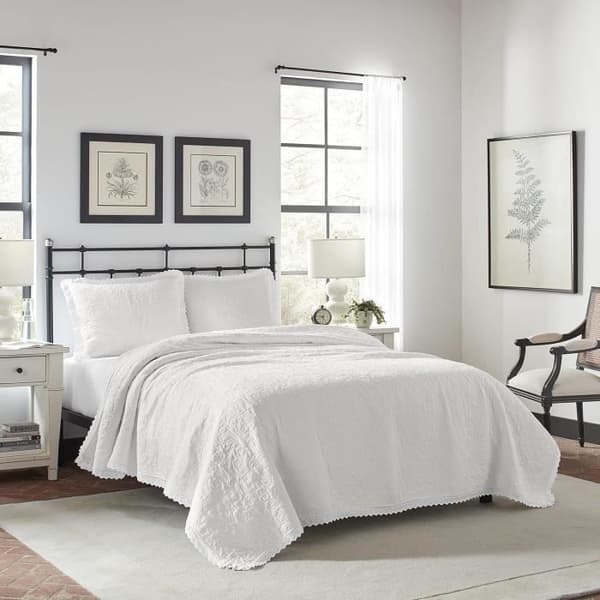 Laura Ashley Sängkläder som är Andningsbara och Lätta med Matchande Örngott, Bomull, Vit, Mycket Stor Säng