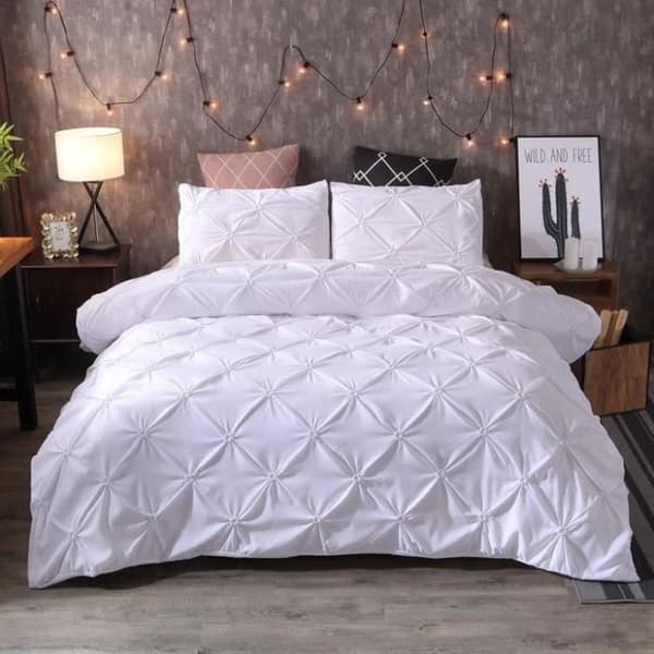 Sänglinne set - 3 delar - 100% polyester - Vit - 220 x 240 cm
