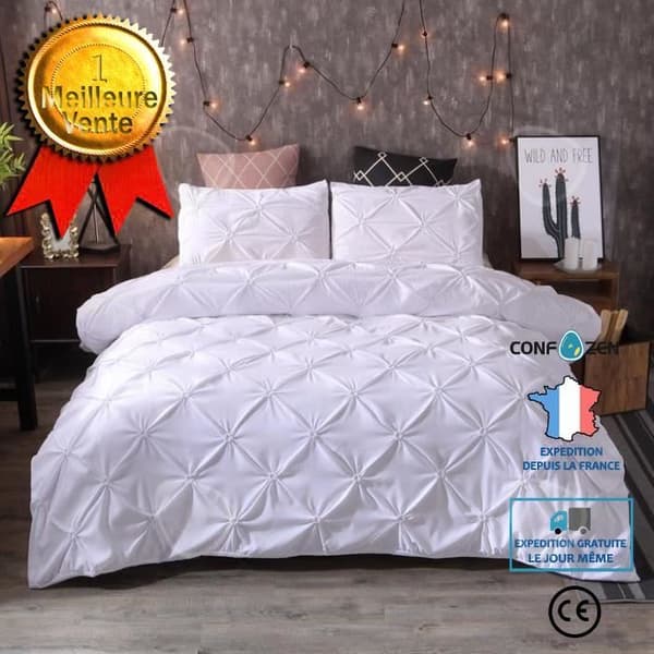 Bäddset - CONFO - 3 delar - 100% polyester - Vit - 220 x 240 cm