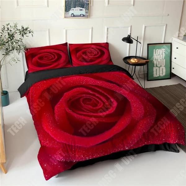 TD® Rose-serien tredelat påslakan hushållssängkläder 3D digitalt tryckt blomkuddfodral