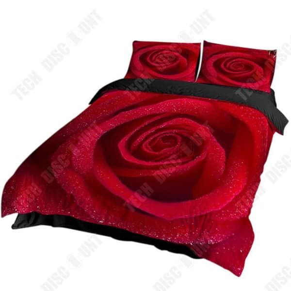 TD® Rose-serien tredelat påslakan hushållssängkläder 3D digitalt tryckt blomkuddfodral