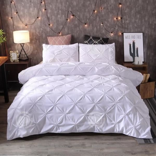 INN® sängset 220x240 vit vuxen polyester 2 personer tredelat set modernt mönster inredning sovrum