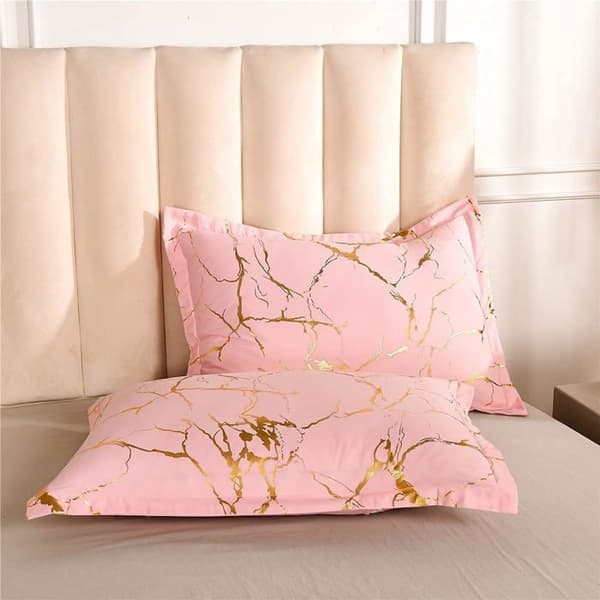 Sängkläder Duvetöverdrag Marmor Rosa +2 Örngott