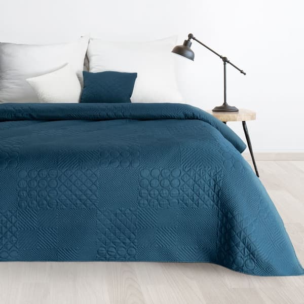 Dekorativt sengetæppe BONI-5 170x210 patchwork marineblå