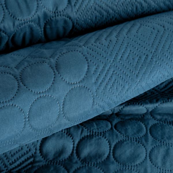 Dekorativt sengetæppe BONI-5 220x240 patchwork marineblå