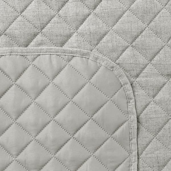Koristeellinen LINEN päiväpeite 170x210 beige geometrisella kuviolla tikattu