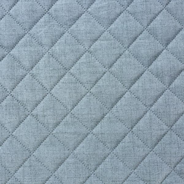 Dekorativt LINEN överkast 220x240 blått quiltat i ett geometriskt mönster