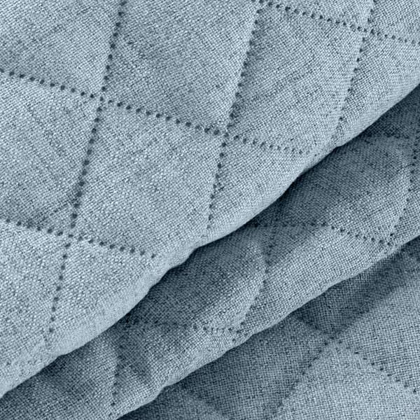 Dekorativt LINEN överkast 220x240 blått quiltat i ett geometriskt mönster