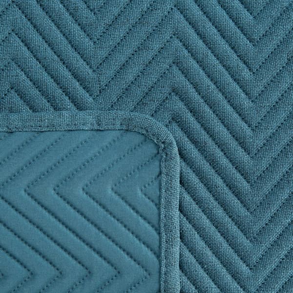 Dekorativt LINEN överkast 220x240 blå fiskben