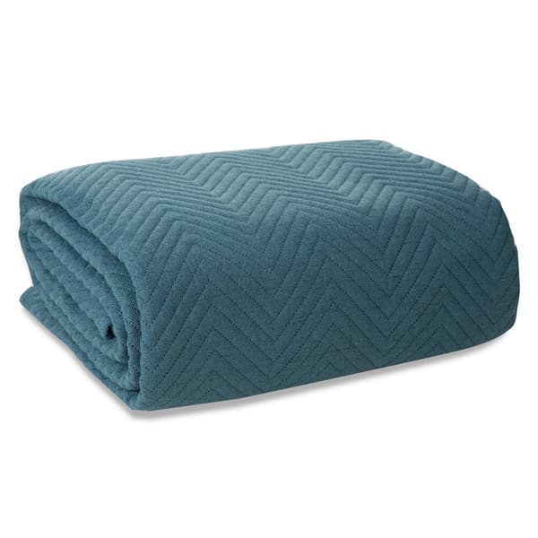 Dekorativt LINEN överkast 220x240 blå fiskben