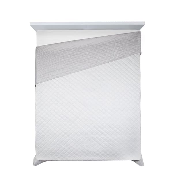 Dekorativt överkast LUIZ 170x210 ljus silvergrå med geometriskt mönster