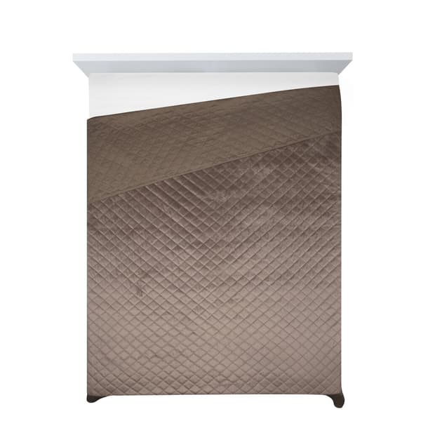 Dekorativt sengetæppe LUIZ 220x240 mørk beige med et geometrisk mønster