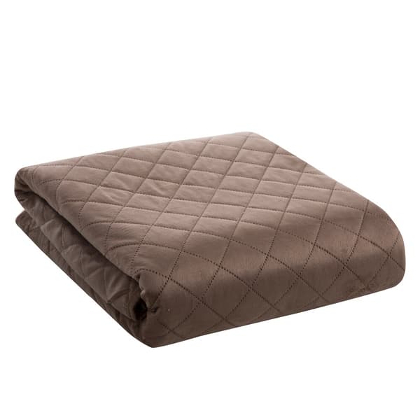 Dekorativt sengetæppe LUIZ 220x240 mørk beige med et geometrisk mønster