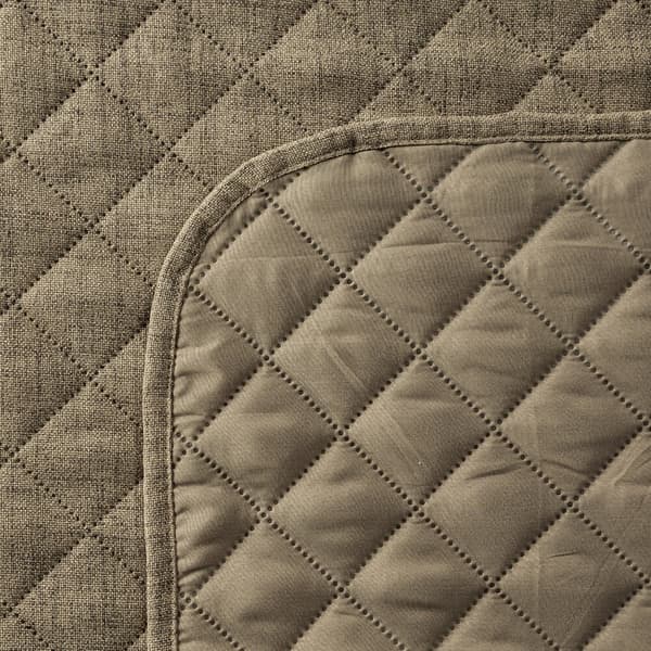 Dekorativt LEN 70x160 sengetæppe, mørk beige, quiltet i geometrisk mønster