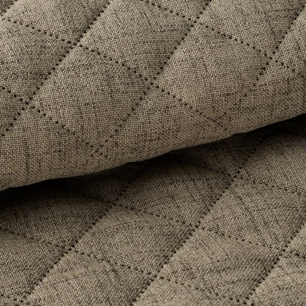 Dekorativt LEN 70x160 sengetæppe, mørk beige, quiltet i geometrisk mønster