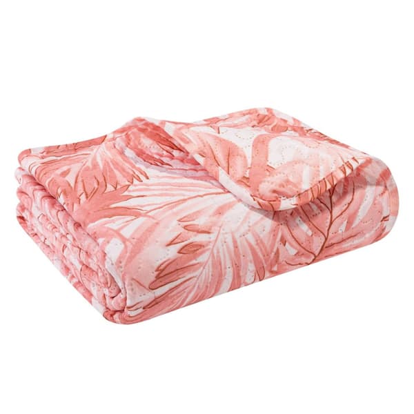 HIBISCUS dekorativt tæppe 160x220 quiltet pudderhvide blade