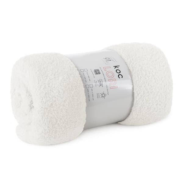LORI filtkast 70x160 Design91 vit mjuk och fluffig
