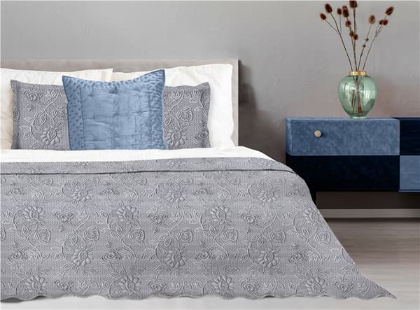 Dekorativt jacquardkast för blomfåtölj 70x160 Greno stål blommig harmoni