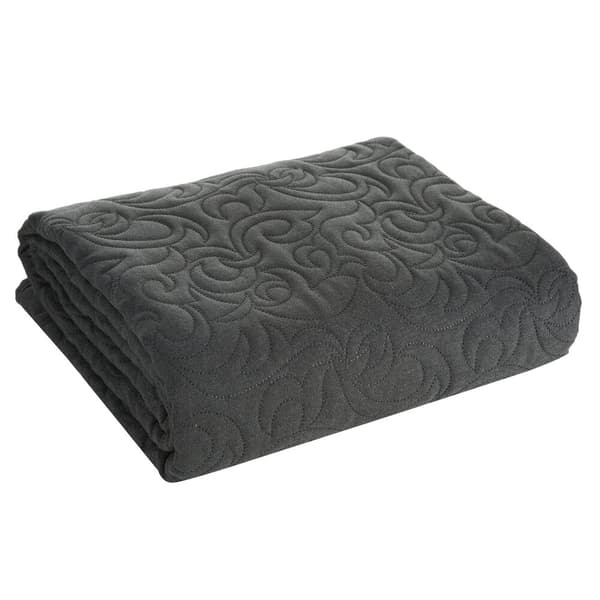 Dekorativt LINEN sengetæppe 200x220 askegrå