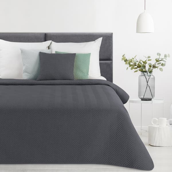 Dekorativt LINEN sengetæppe 170x210 grafit