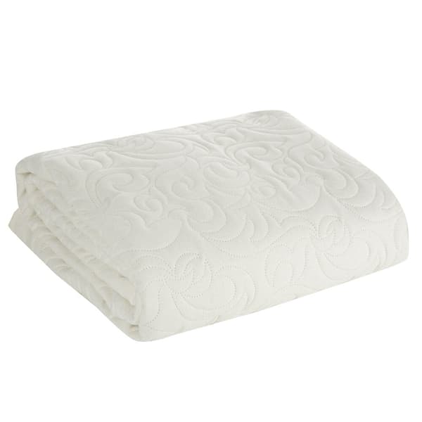 Dekorativt LINEN sengetæppe 170x210 creme
