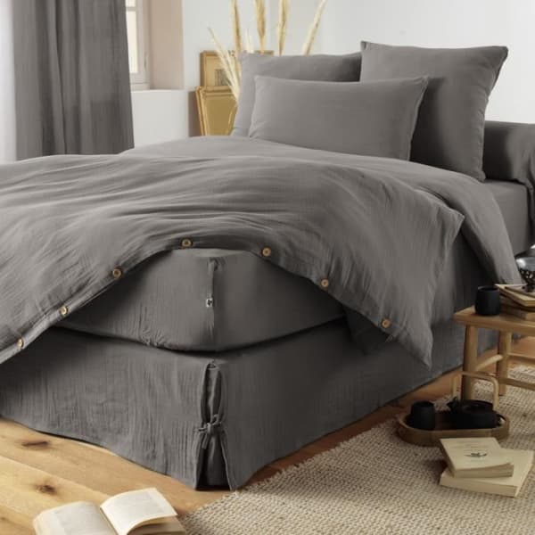 Täcke "Gaïa" alla storlekar "Cotton Gaze" - Gaïa Granit - Täcke 200 x 210 cm - Gaïa Granit