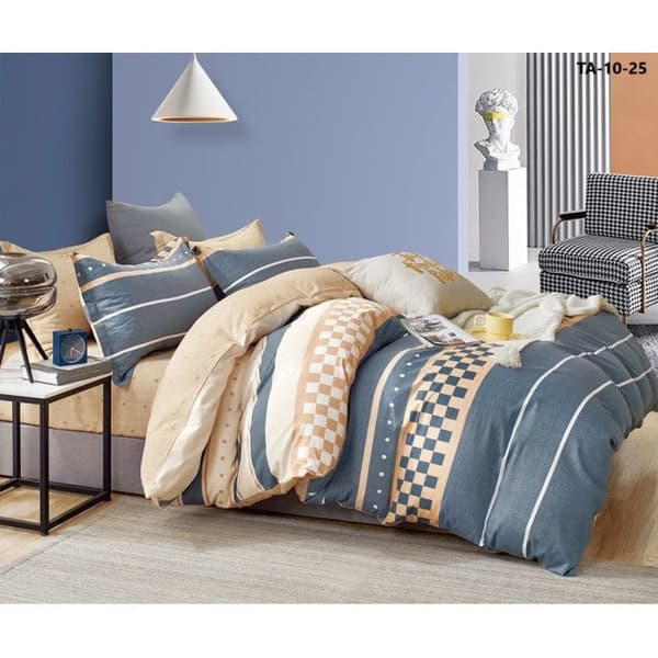 Duvetset "Dubbelsidigt tryck" i kammad percale av bomull 80 trådar/cm² för säng 140 till 160 - Set 240 TA-10-25