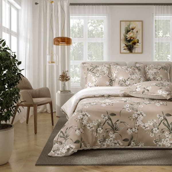 Sängkläder "Dubbeltryck" i 100% kammad percale 80 trådar/cm² för säng 160 till 180 King Size - Izel-set