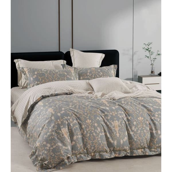 Sängset "Dubbeltryck" 100% kammad perkal 80 trådar/cm² för säng 160 till 180 King Size - Set 260 TA-09-25