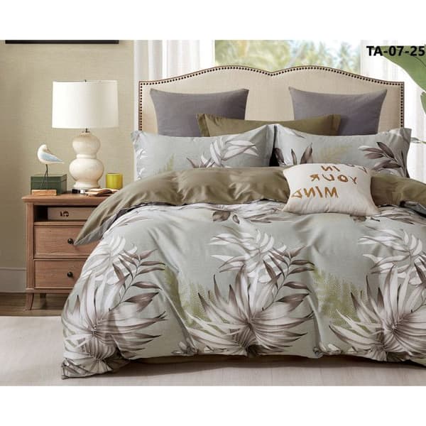 Sängset "Dubbelsidigt tryck" av kammad percale 80 trådar/cm² för säng 140 till 160 - Set 240 TA-07-25