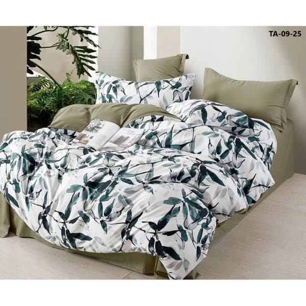 Sängset "Dubbeltryck" av kammad percale i bomull 80 trådar/cm² för säng 140 till 160 - Set 240 TA-09-25